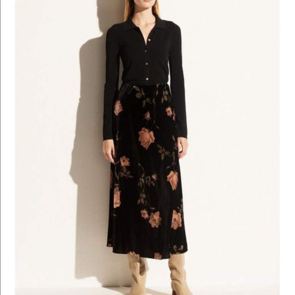 NWT Vince Autumnal Rose Velvet Slip Skirt 6